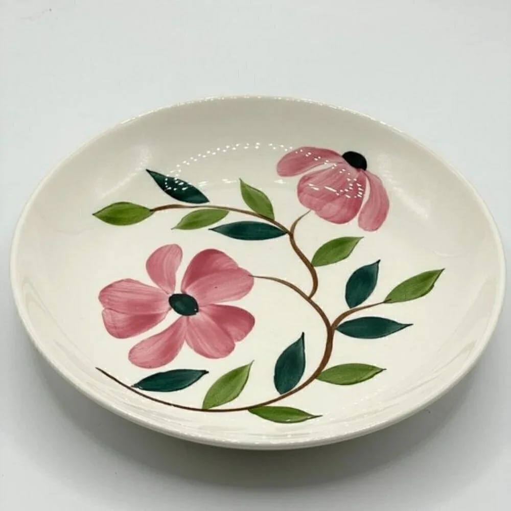 Rio Stetson Vintage Hand Painted Floral Dinner Plate Soup Bowl Set (4 Available)